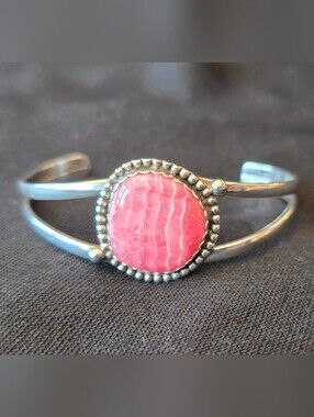 Sterling Silver Rhodochrosite Cuff Bracelet – Southwestern Statement Piece